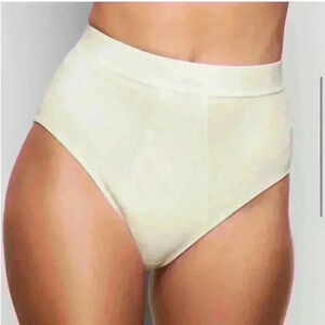 Skims NWT Women's Bone Cotton Rib High Rise Full Coverage Cheeky Brief Size L